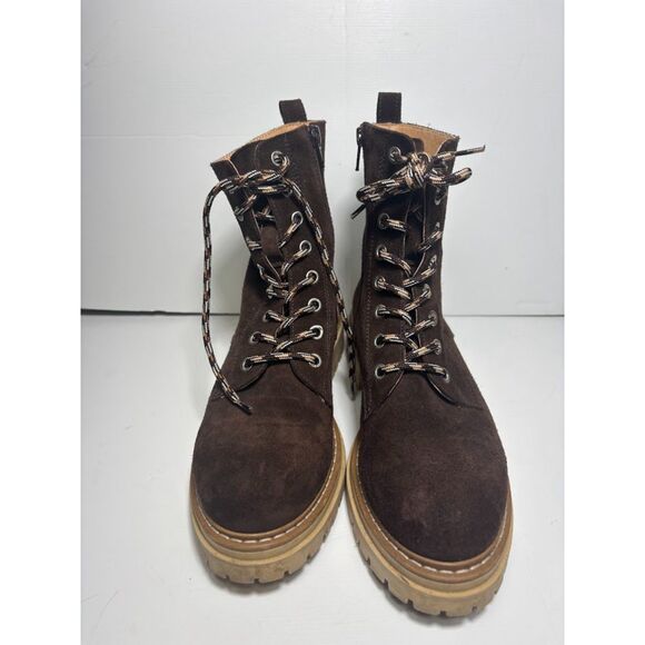 Anthropologie Maeve Harvest Hiker Brown Suede Boot EU 39 US 8.5 Lace Up Combat - Picture 4 of 7